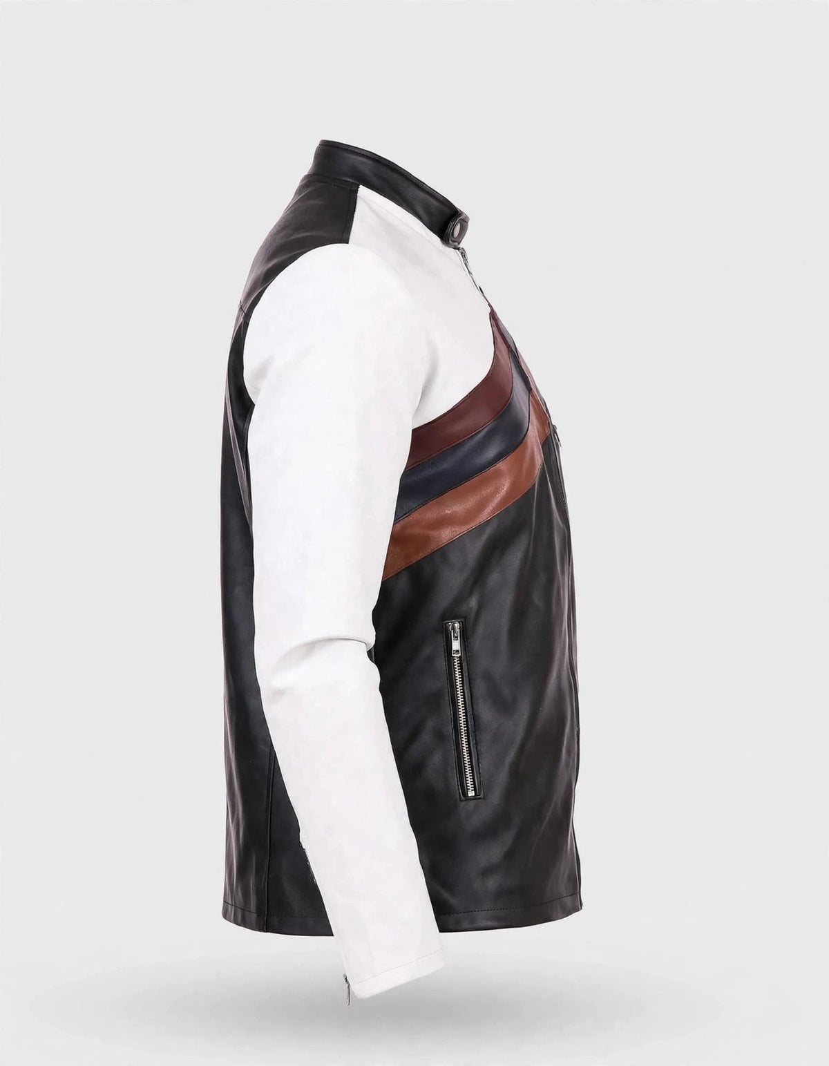 Men's Diagonal Striped Leather Jacket