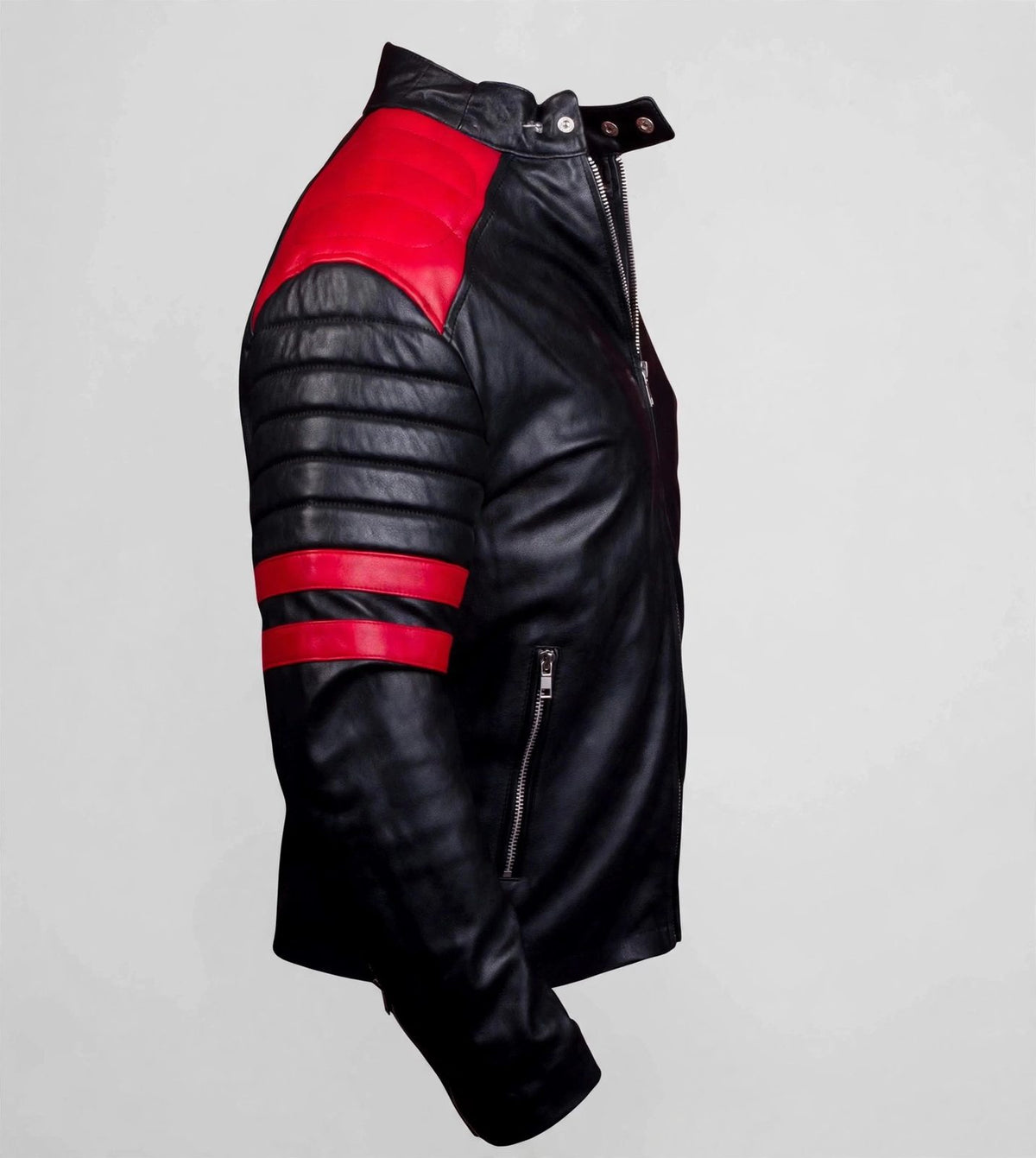 Men's Black & Red Racing Leather Jacket