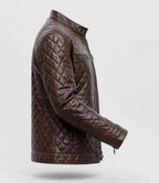 Men's Brown Diamond Quilted Leather Jacket