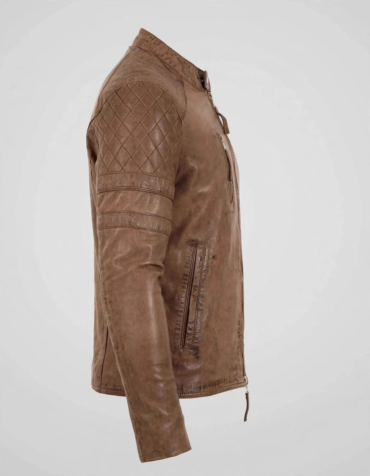 Men's Vintage Brown Quilted Leather Jacket