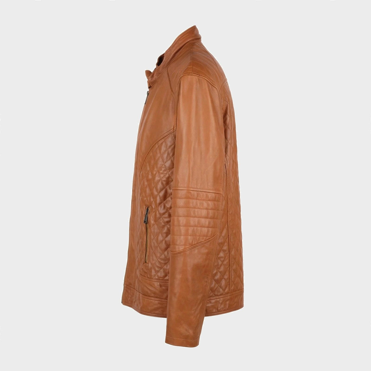 Men's Light Brown Quilted Leather Jacket