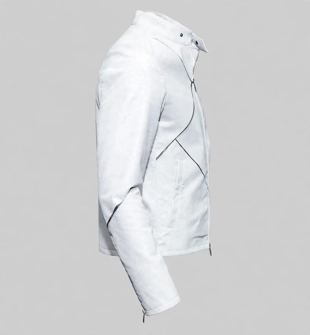 Men's White Minimalist Leather Jacket