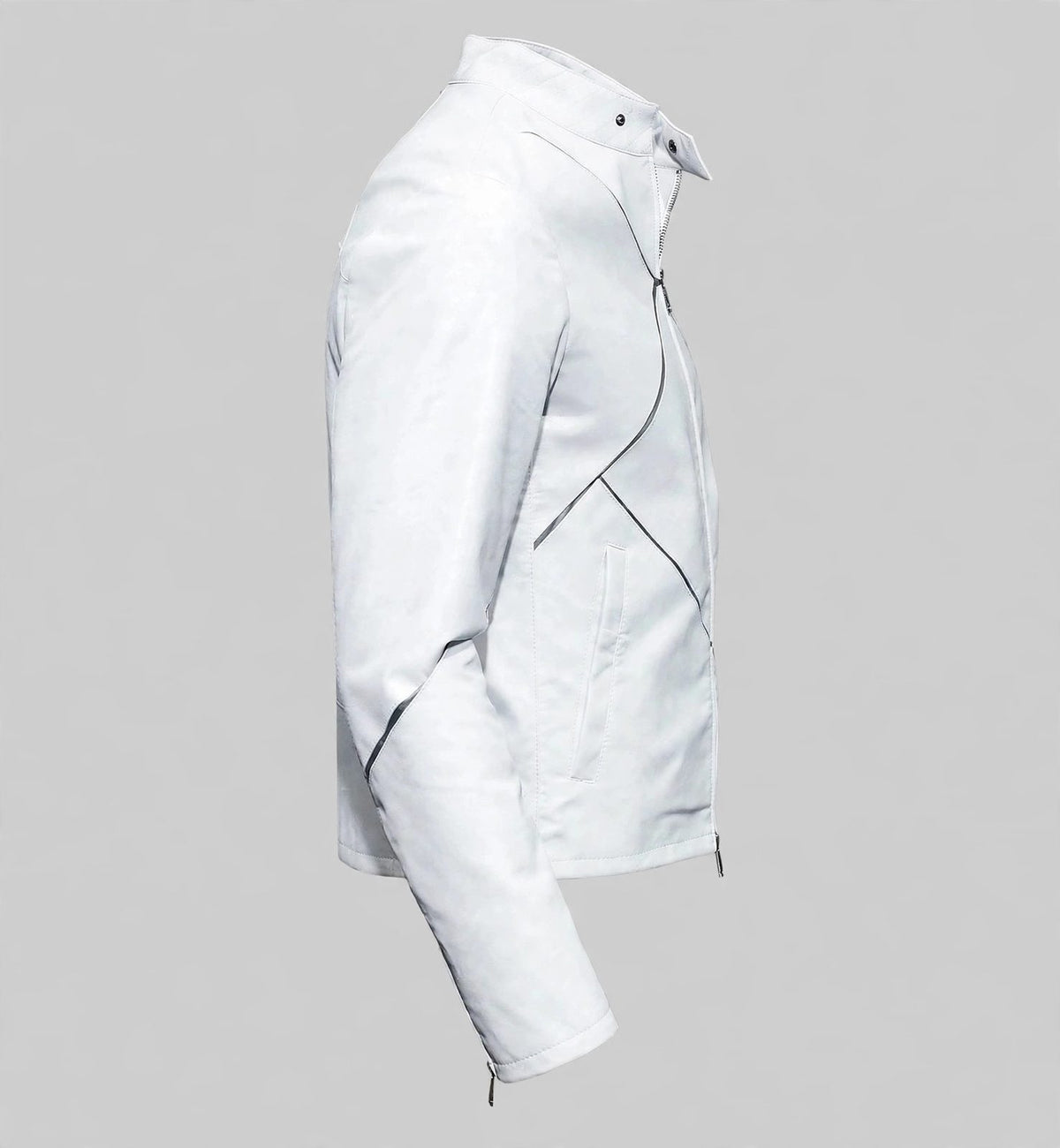 Men's White Minimalist Leather Jacket