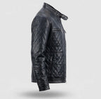 Men's Black Diamond Quilted Leather Jacket