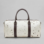 White & Brown Speckle Cowhide Leather Duffel Bag