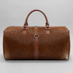 Two-Tone Brown & White Cowhide Leather Duffel Bag