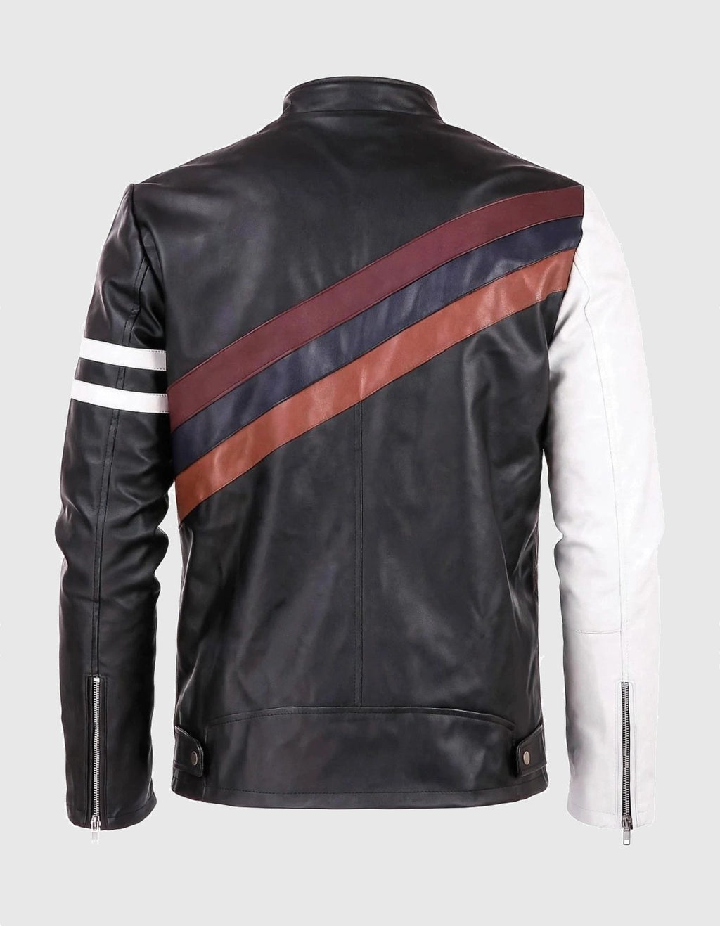 Men's Diagonal Striped Leather Jacket