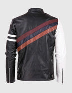 Men's Diagonal Striped Leather Jacket