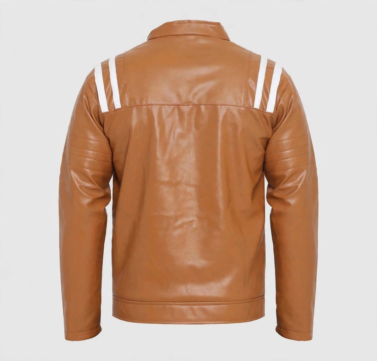 Men's Tan Striped Leather Jacket