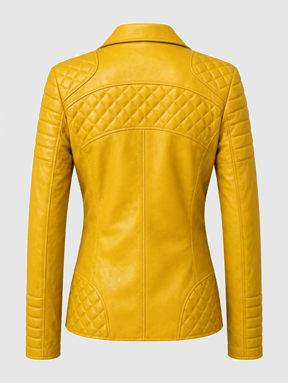 Women's Mustard Leather Biker Jacket