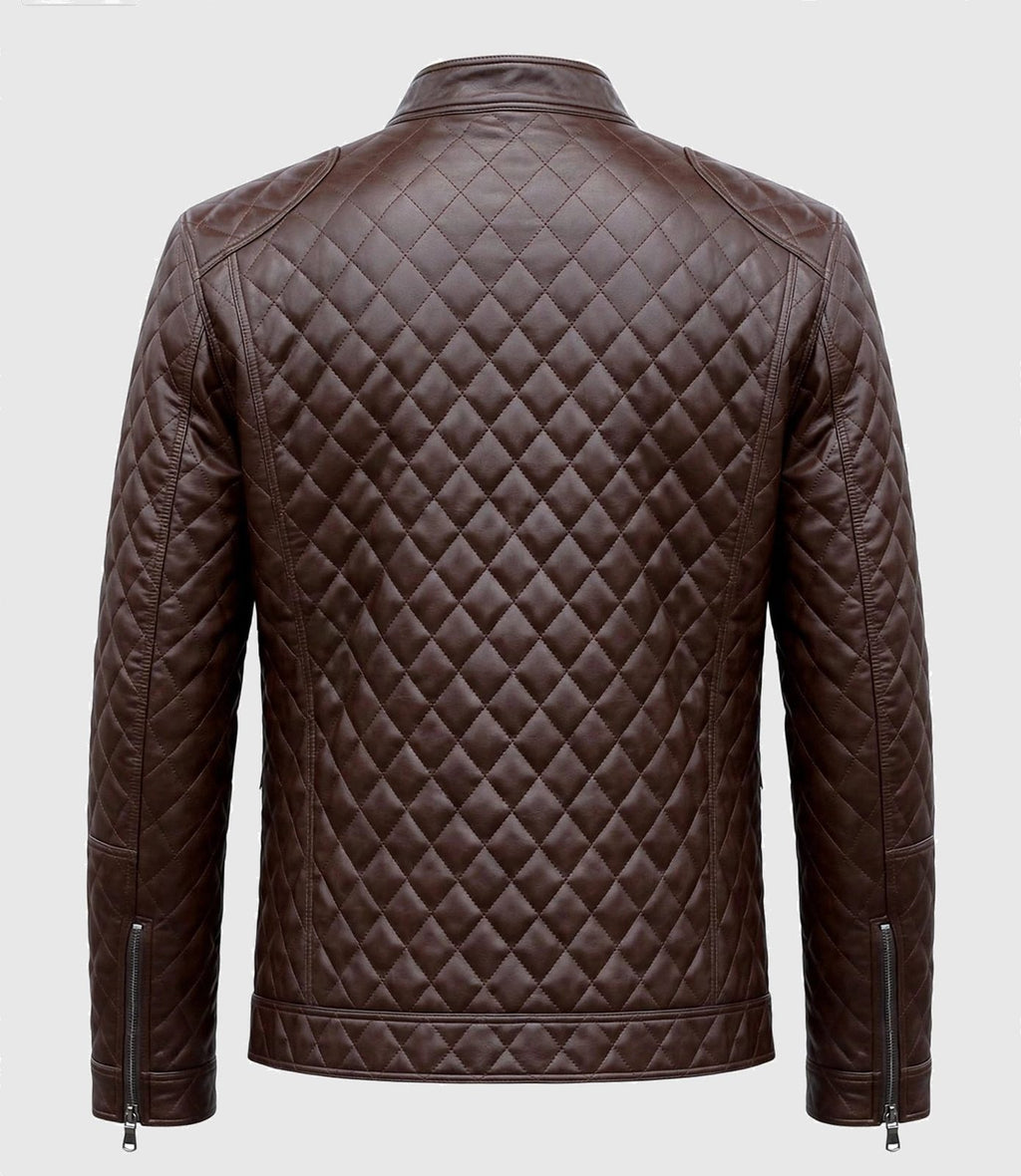 Men's Brown Diamond Quilted Leather Jacket