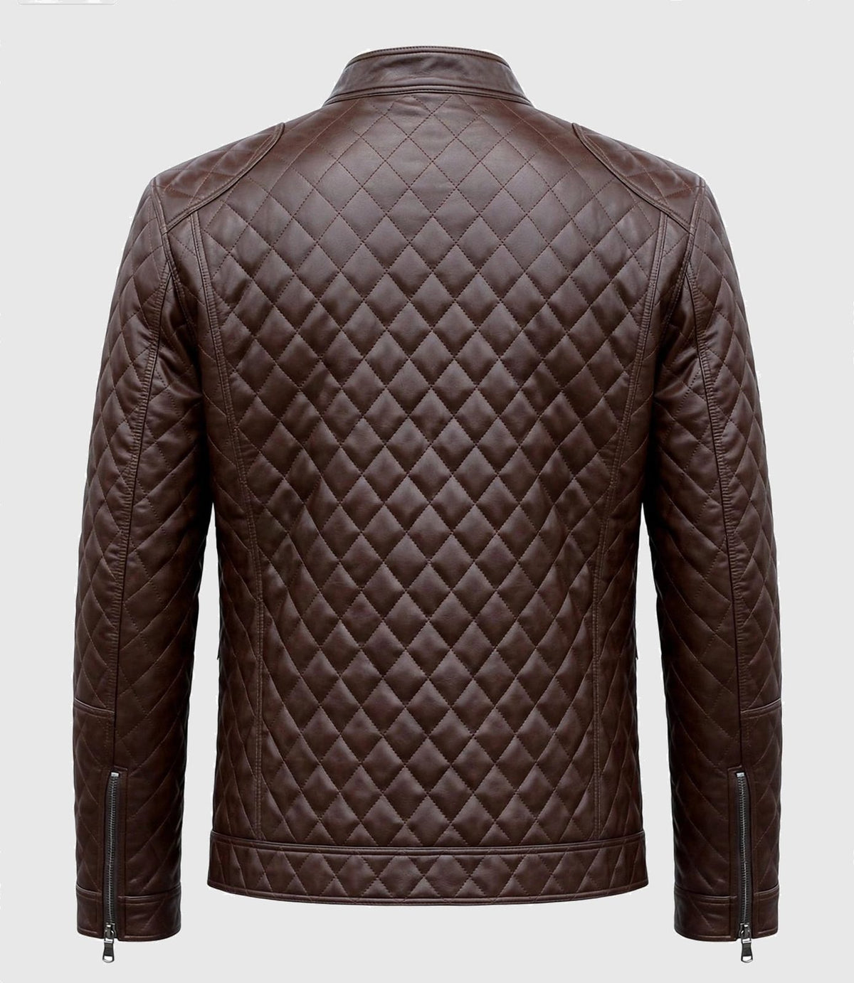 Men's Brown Diamond Quilted Leather Jacket