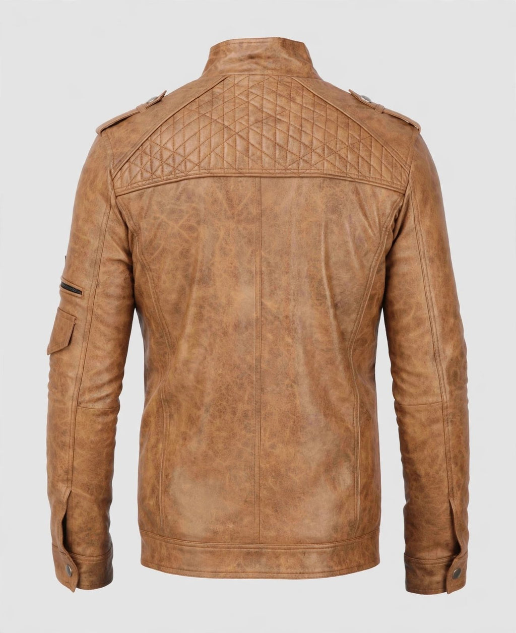 Men's Tan Quilted Leather Jacket