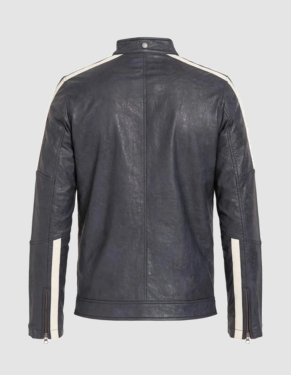 Men's Dark Grey Striped Leather Jacket
