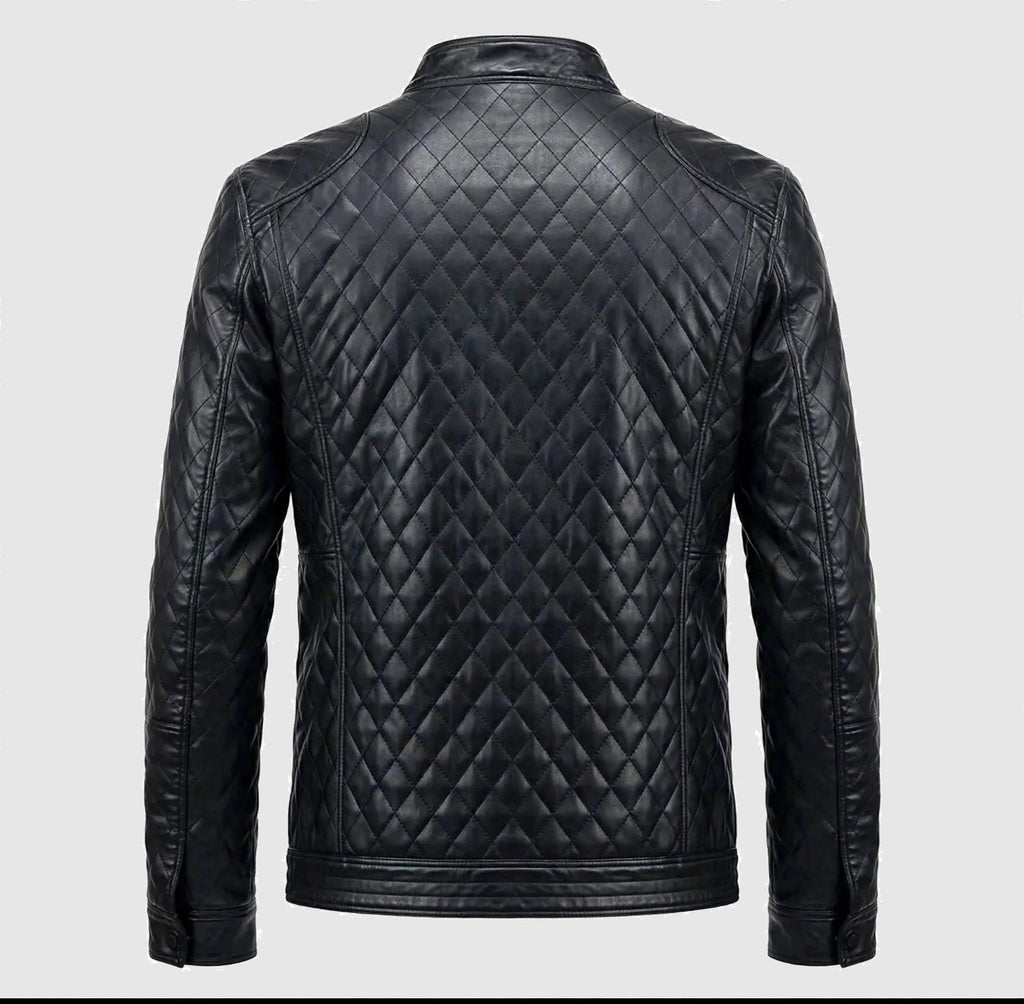 Men's Black Diamond Quilted Leather Jacket