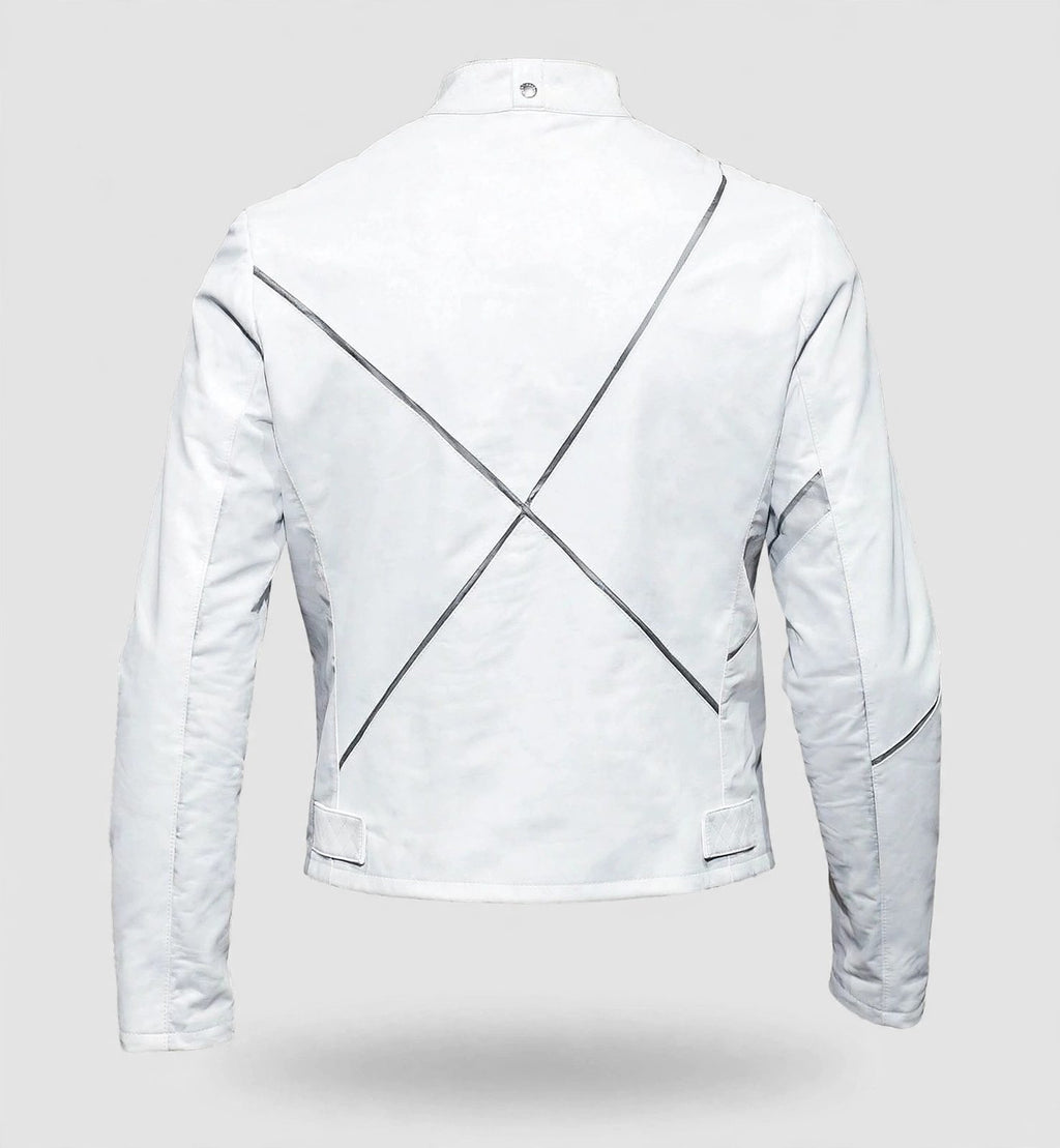 Men's White Minimalist Leather Jacket