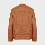 Men's Light Brown Quilted Leather Jacket