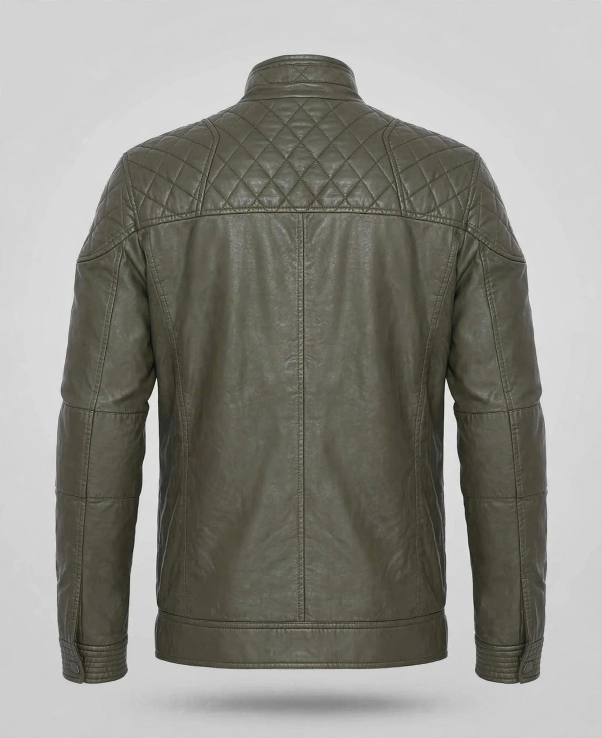 Men's Olive Quilted Leather Jacket