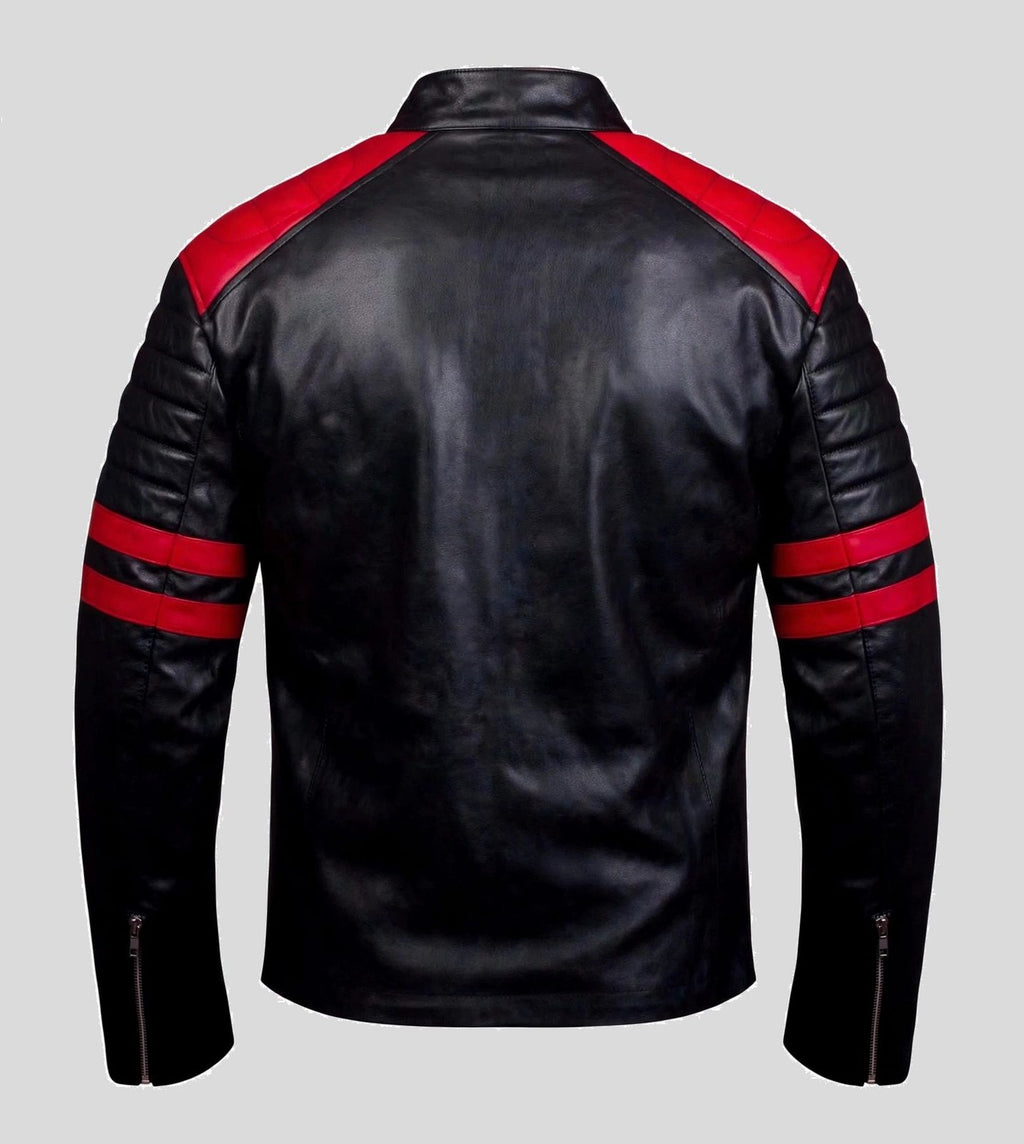 Men's Black & Red Racing Leather Jacket