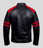 Men's Black & Red Racing Leather Jacket