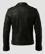 Men's Black Quilted Biker Leather Jacket