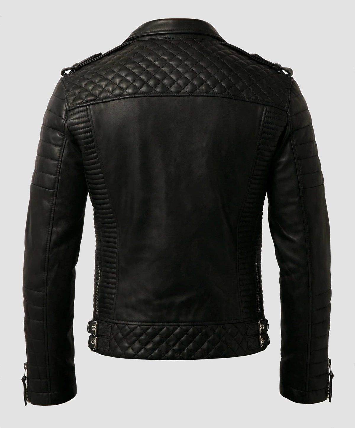 Men's Black Quilted Biker Leather Jacket