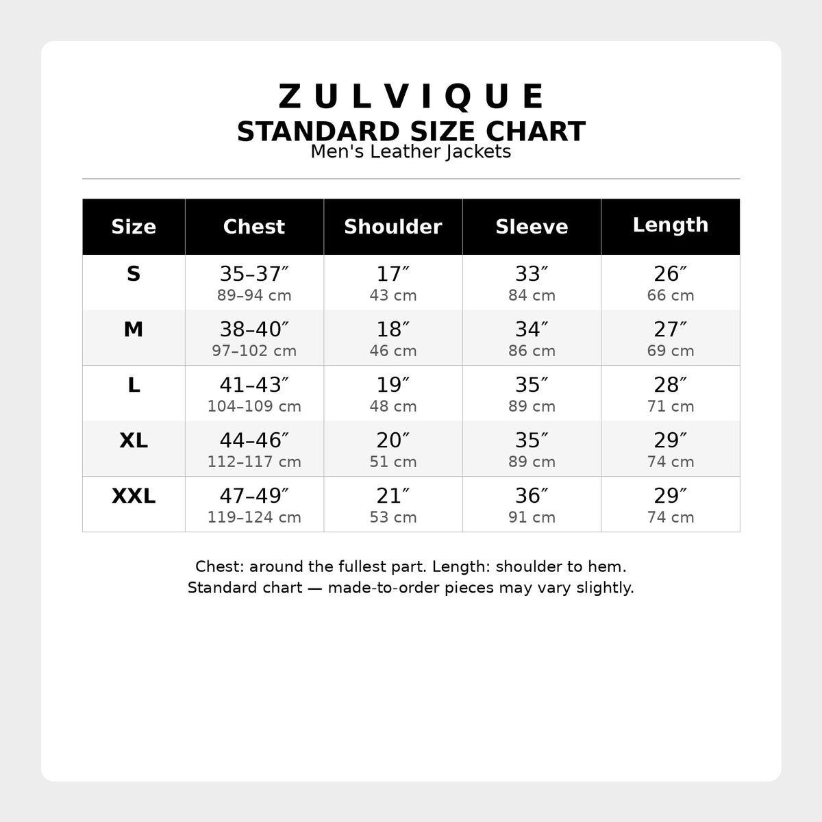 Size chart