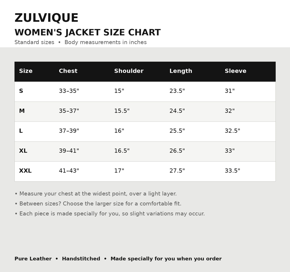 Size chart