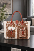 Brown & White Cowhide Large Tote — ZULVIQUE ZLV-005