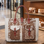 Brown & White Cowhide Large Tote — ZULVIQUE ZLV-005