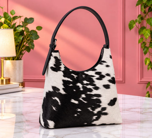 Black & White Cowhide Hobo Tote — ZULVIQUE ZLV-009