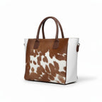 Brown & White Cowhide Tote — 15 in — ZULVIQUE ZLV-011