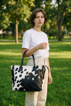 Black & White Hair-on Cowhide Tote — ZULVIQUE ZLV-016