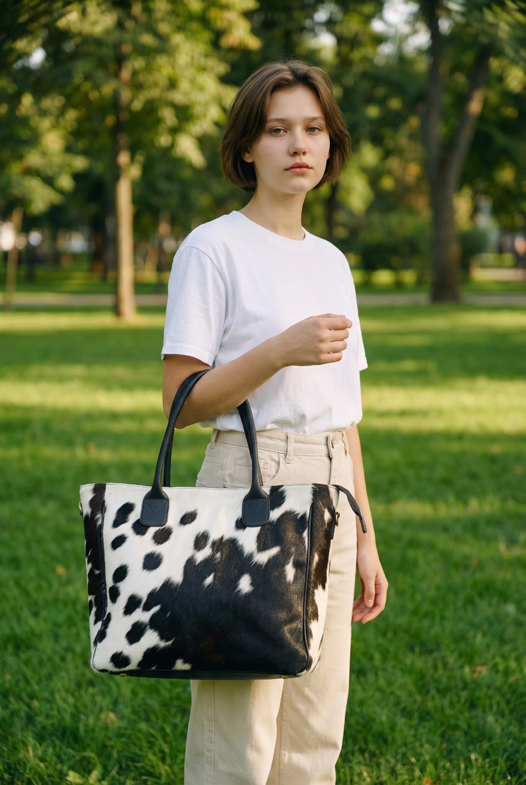 Black & White Hair-on Cowhide Tote — ZULVIQUE ZLV-016