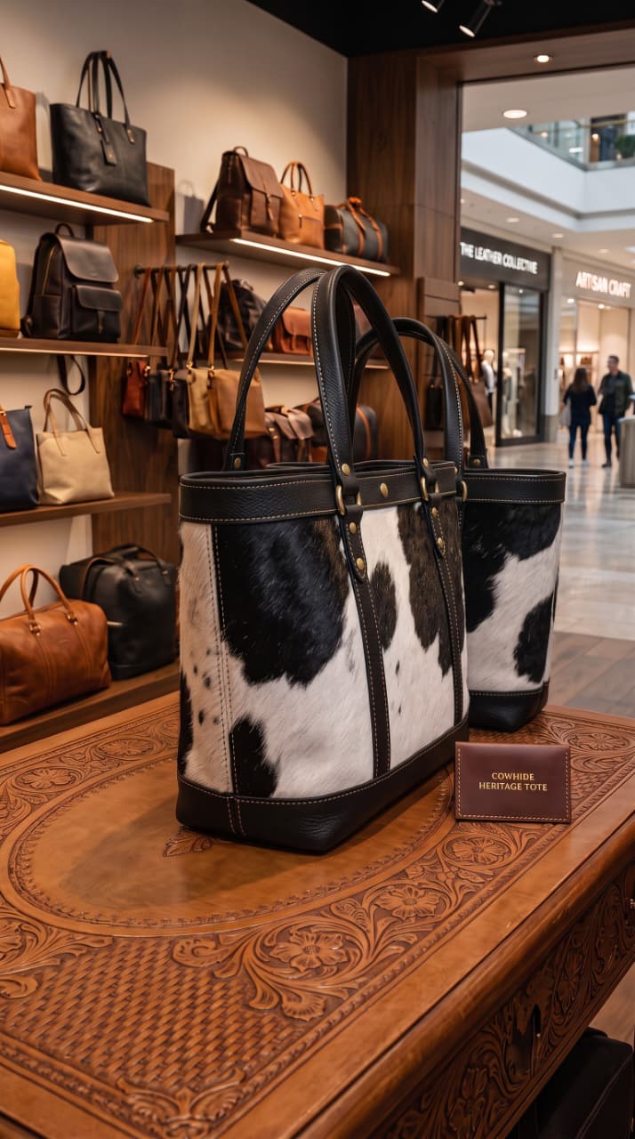 Black & White Cowhide Tote — Black Trim ZULVIQUE ZLV-017