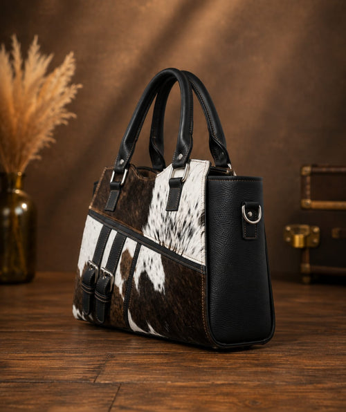 Black, Brown & White Hair-on Cowhide Tote ZULVIQUE ZLV-020