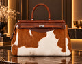 Brown & White Cowhide Statement Tote ZULVIQUE ZLV-022