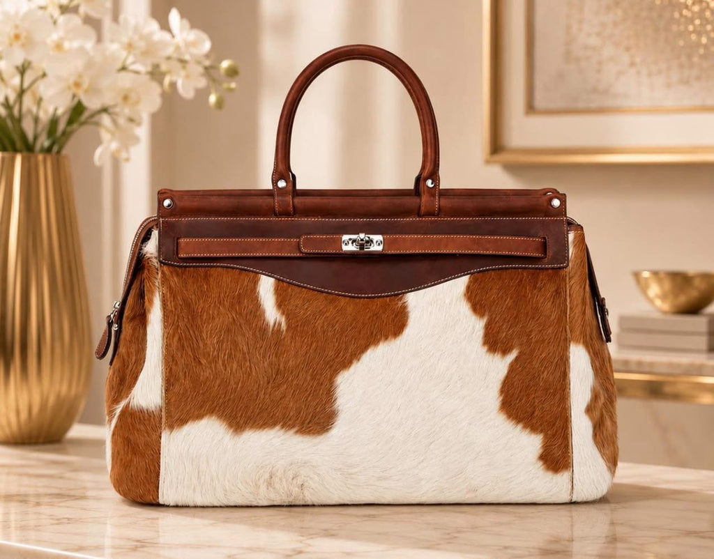 Brown & White Cowhide Statement Tote ZULVIQUE ZLV-022